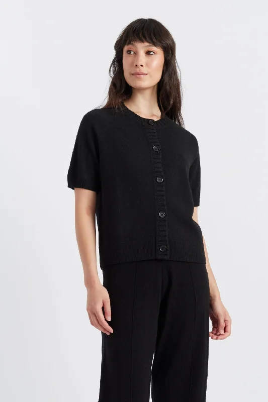 Online Specials Black Wool-Cashmere Button T-Shirt