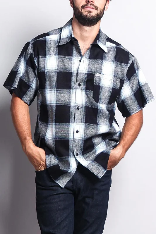 Western Casual Plaid Short Sleeve Button Up Shirt