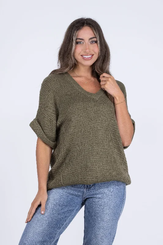 Factory Direct Sale Muted Messages Short Sleeve Sweater * Final Sale*