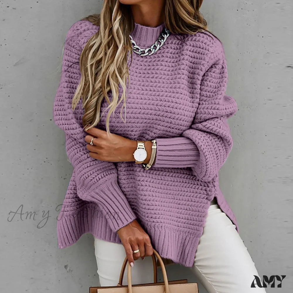 Weekend Offers That Amaze Half Turtleneck Loose Elegant Warm Oversized Pullover Knitted Sweater Weekend Offers That Amaze Half Turtleneck Loose Elegant Warm Oversized Pullover Knitted Sweater