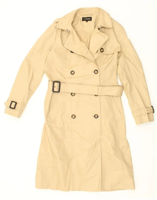 Bonus Savings JAEGER Womens Trench Coat UK 12 Medium Beige Cotton