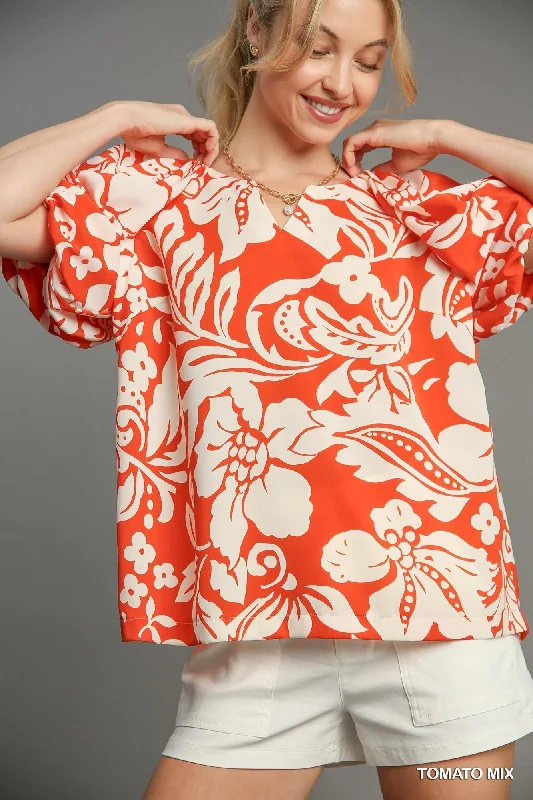 Final Clearance Umgee Orange Floral Top
