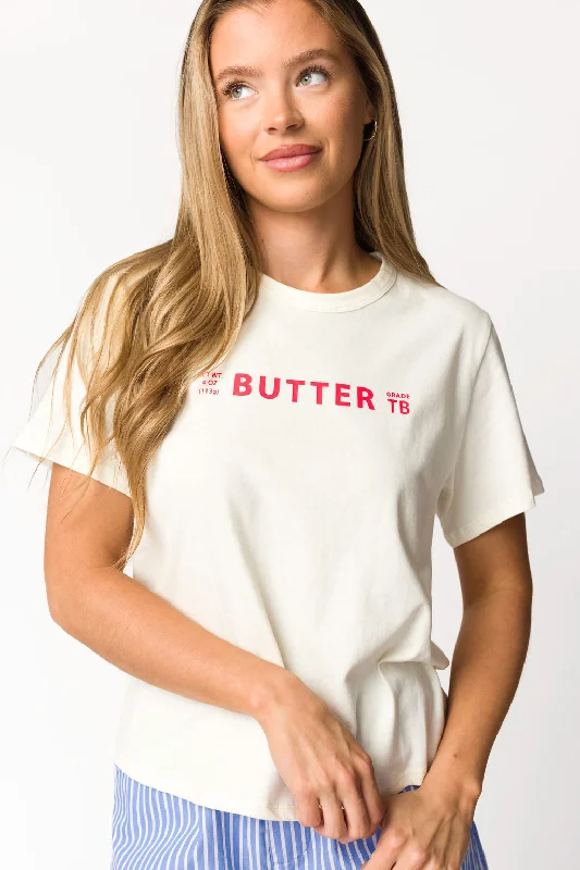 Weekend Special Butter Graphic T-Shirt in Cream