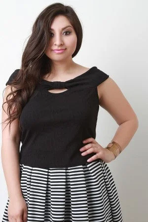 Great Deals Bardot Neck Keyhole Bow Mesh Top