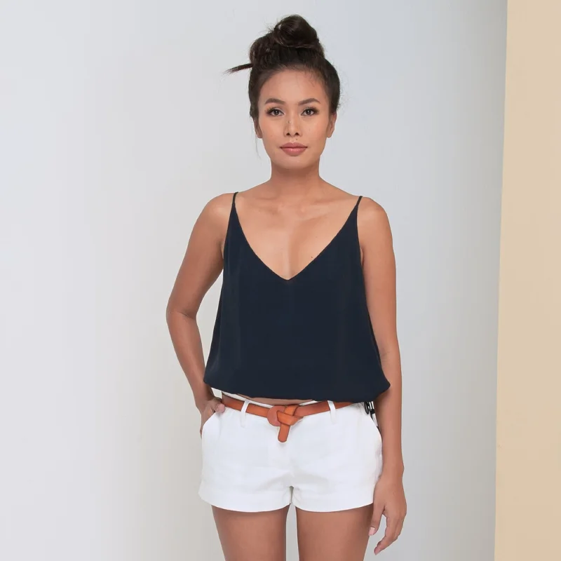 Weekend Savings Fiesta RINKI V STRING CAMISOLE - Rayon Fujette Crepe | Midnight Blue
