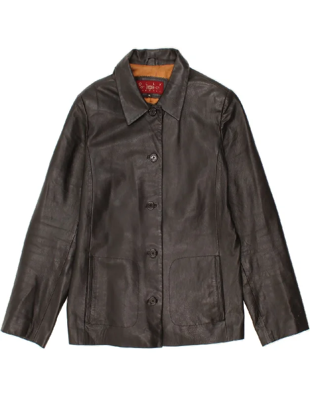 Exclusive Preview OLLY & CO Womens Leather Jacket UK 16 Large Black Leather