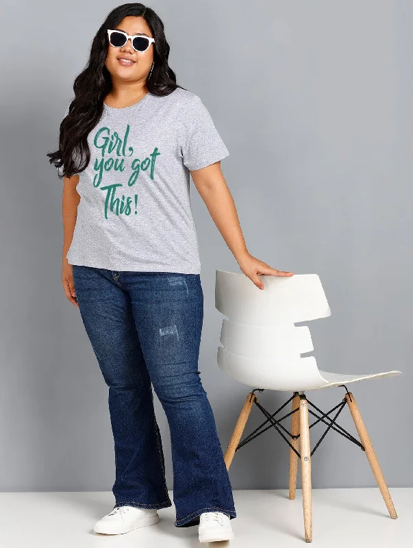 Bargain Blast Womens Regular fit Plus Size Printed T-shirt (Grey)