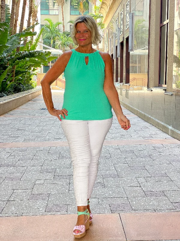 Final Markdown SEAFOAM MINT GREEN  KEYHOLE TOP