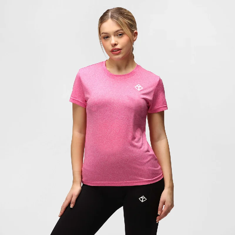Hot Buy Pink Melange Diamond Ladies Technical T-Shirt