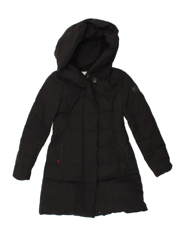 Super Deal WOOLRICH Womens Hooded Padded Coat UK 6 XS Black Polyester