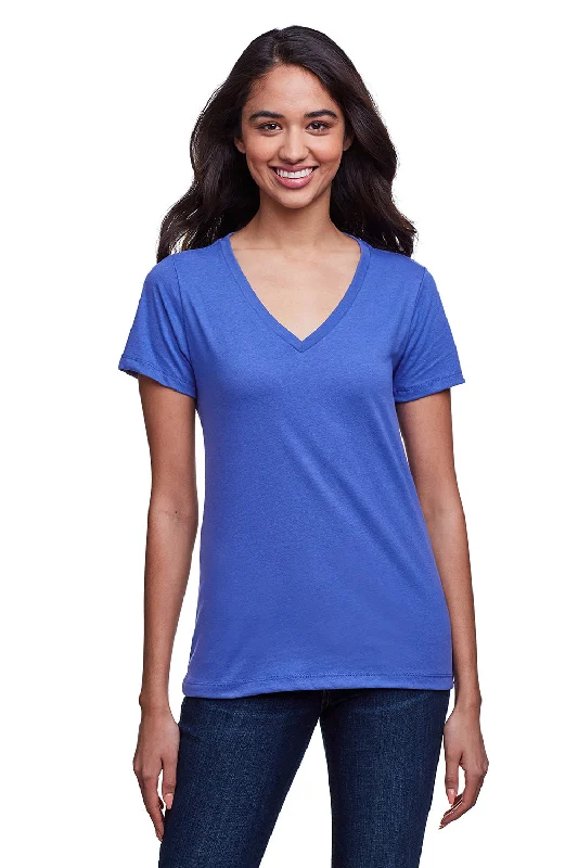 Amazing Deals Next Level Womens Eco Performance Moisture Wicking Short Sleeve V-Neck T-Shirt - Heather Sapphire Blue - Closeout