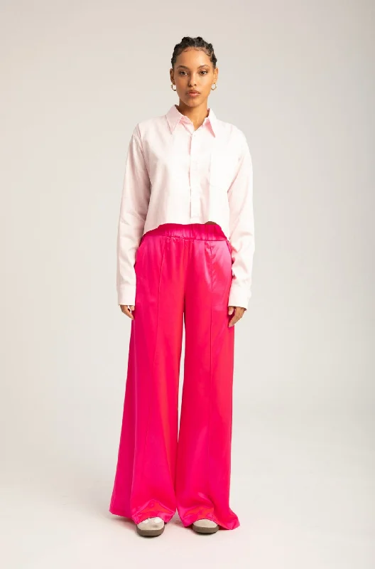 Weekend Specials to Celebrate Fuchsia Silk Wide Leg Pintuck Pants