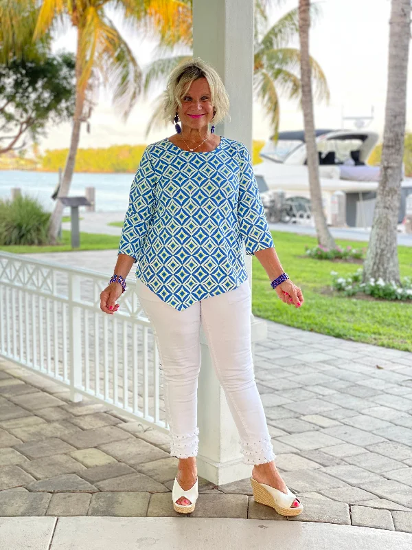 Low Prices AQUA DIAMONDS ASYMMETRIC TOP