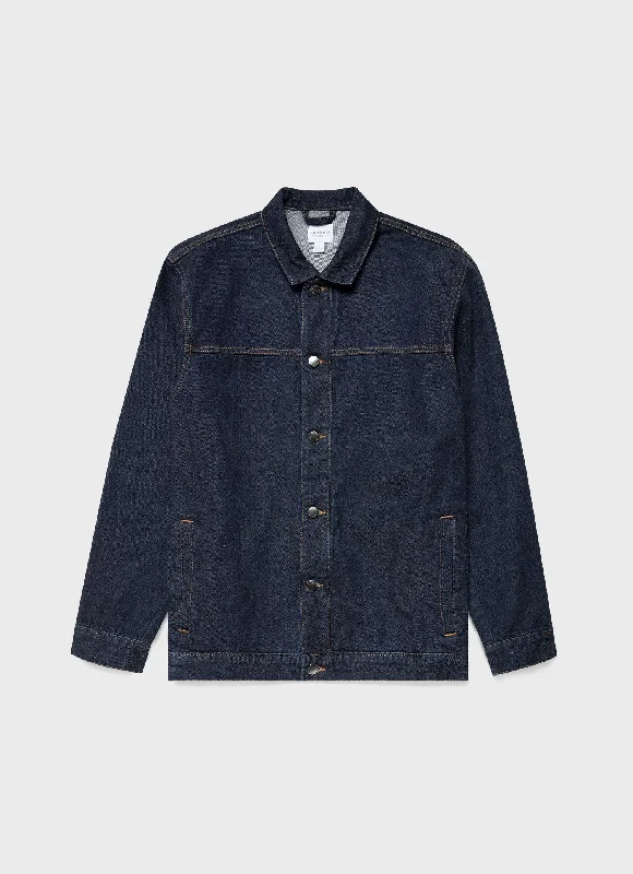 Men's 13oz Japanese Denim Jacket in Rinse Wash Denim