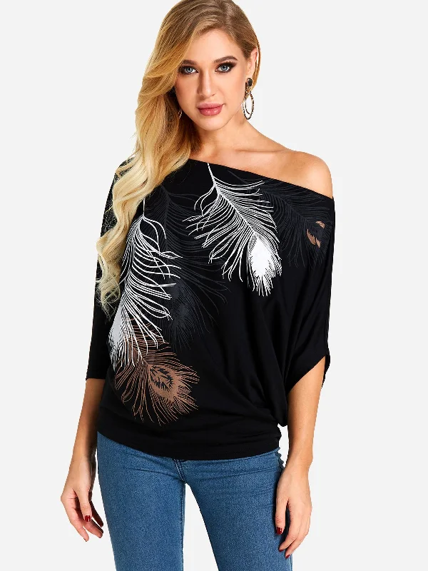 Take Action Custom One Shoulder Printed Half Sleeve Black T-Shirts