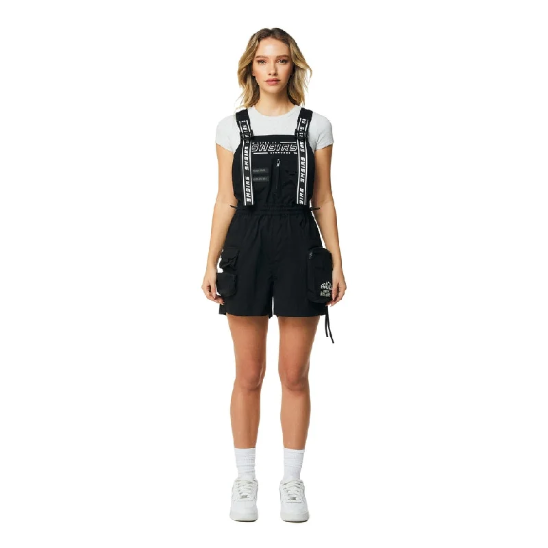 Discount Mania Utility Overall Shorts - Black