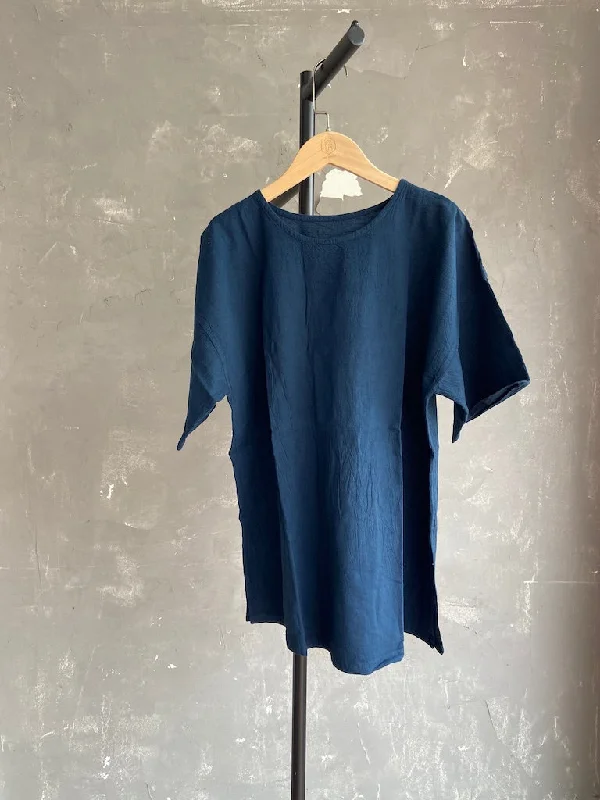Epic Deals Hand Dyed Long Top in Navy Blue