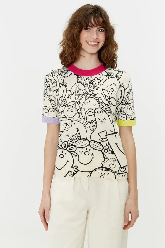 Weekend Discounts to Delight Cream Wool-Cashmere Mr. Men Little Miss Tee
