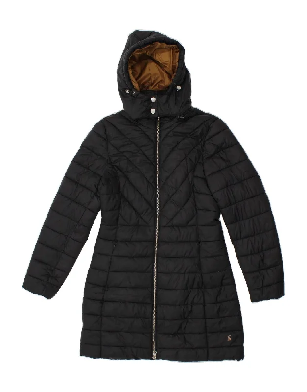 Unmissable Offer JOULES Womens Hooded Padded Coat UK 10 Small Black Polyamide