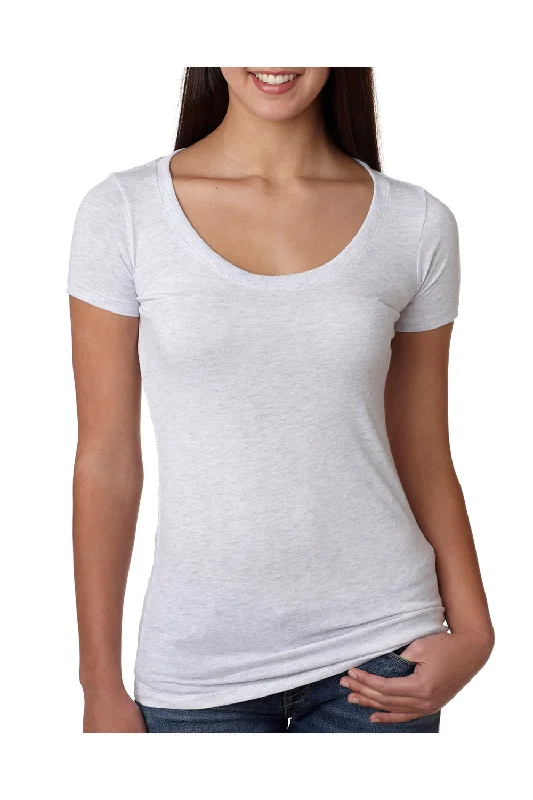 Deep Savings Next Level Womens Jersey Short Sleeve Scoop Neck T-Shirt - Heather White - Closeout