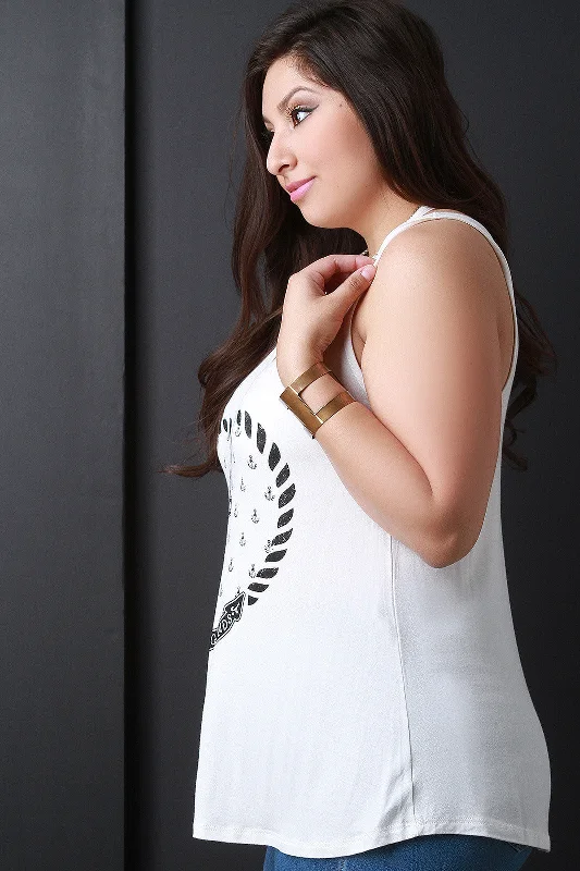 Weekend Bargains to Cherish Anchor Heart Cut Out Sleeveless Top