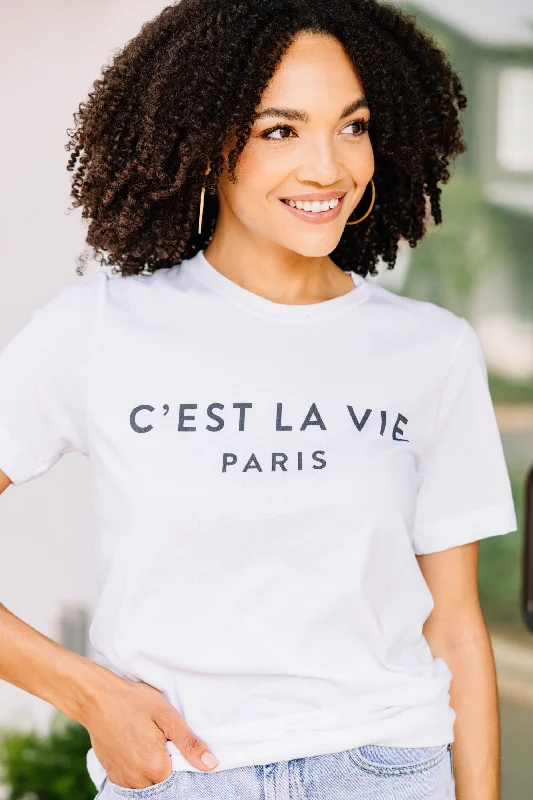 Bargain Prices C'est La Vie White Graphic Tee