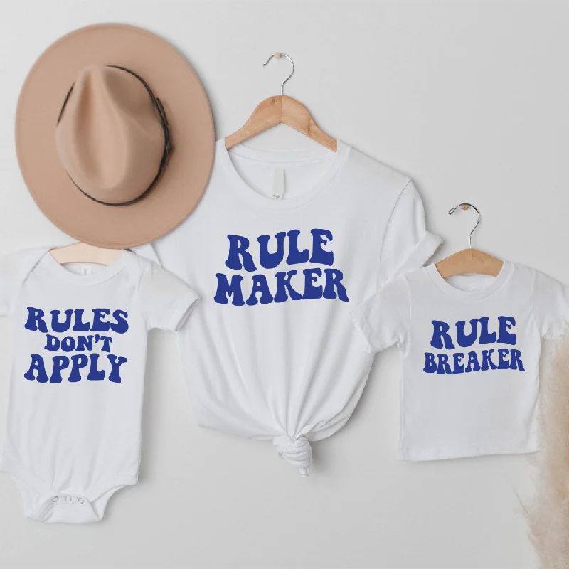 Great Deals Family Rules Matching White T-shirts & Baby Vest