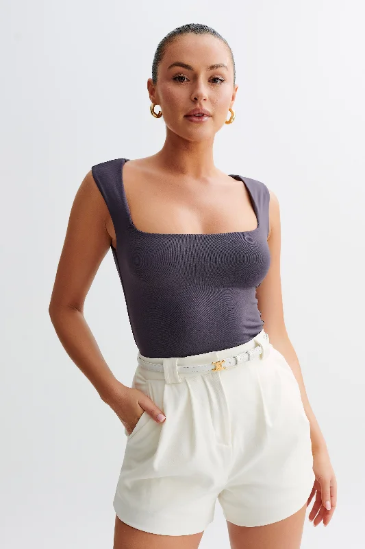 Weekend Bargains to Savor Linley Recycled Nylon Long Line Top - Charcoal