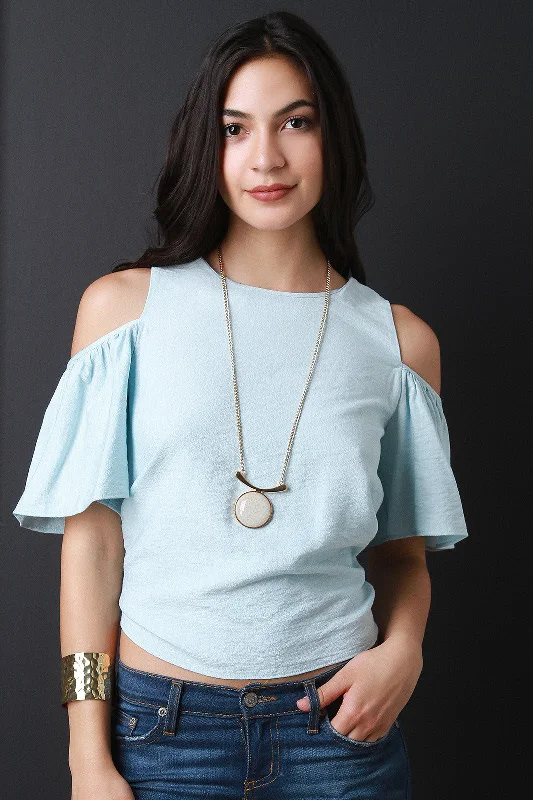 The Best Prices Cold Shoulder Open Tie Back Top