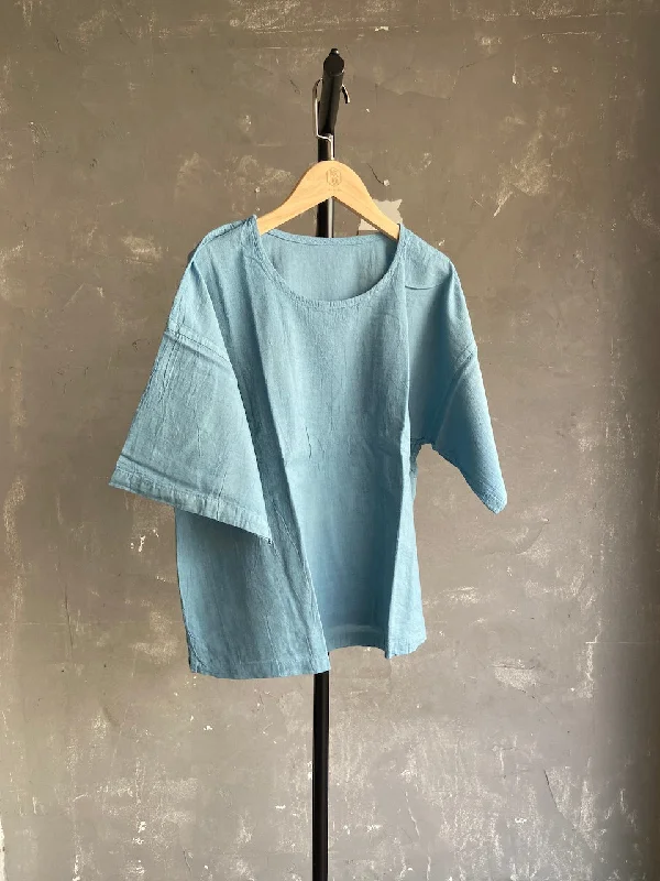 Weekend Discounts to Snag Hand Dyed Short Top in Light Blue
