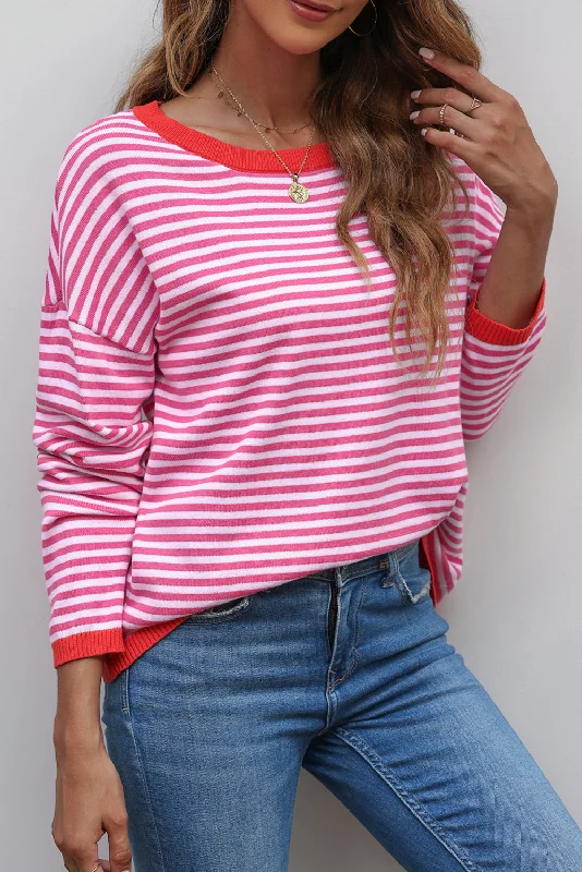 Instant Discount Striped Drop Shoulder Sweater