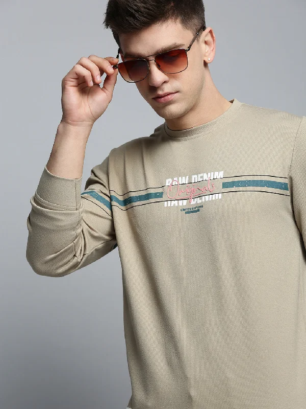 Men Green Printed Casual Sweatshirt