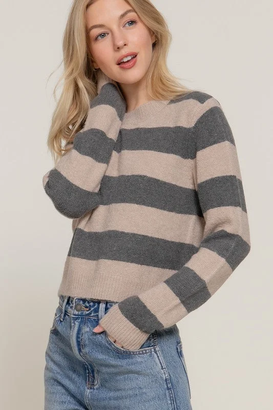 Online Exclusive REMY LONG SLV CREW NECK STRIPE SWEATER