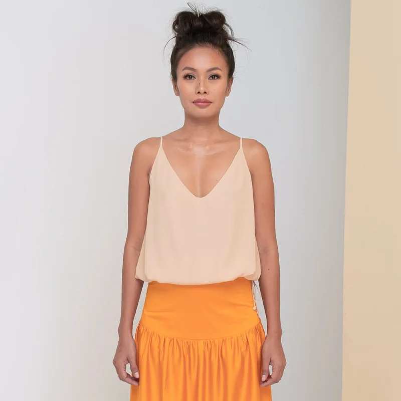 Weekend Specials to Relish RINKI V STRING CAMISOLE - Rayon Fujette Crepe | Beige