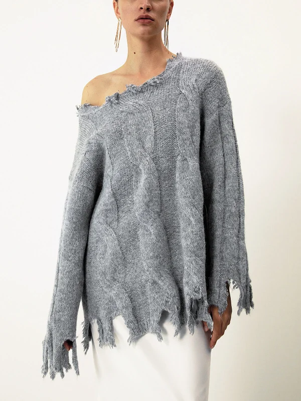 Early Bird Discount Leisure Ripped Graceful Detail Sweater