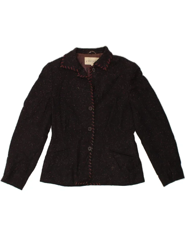 Crazy Deals JAEGER Womens 5 Button Blazer Jacket UK 12 Medium Purple Flecked Wool