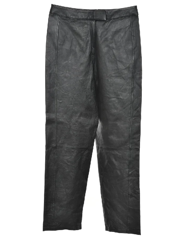 100% Leather Black Classic Trousers - W30 L31