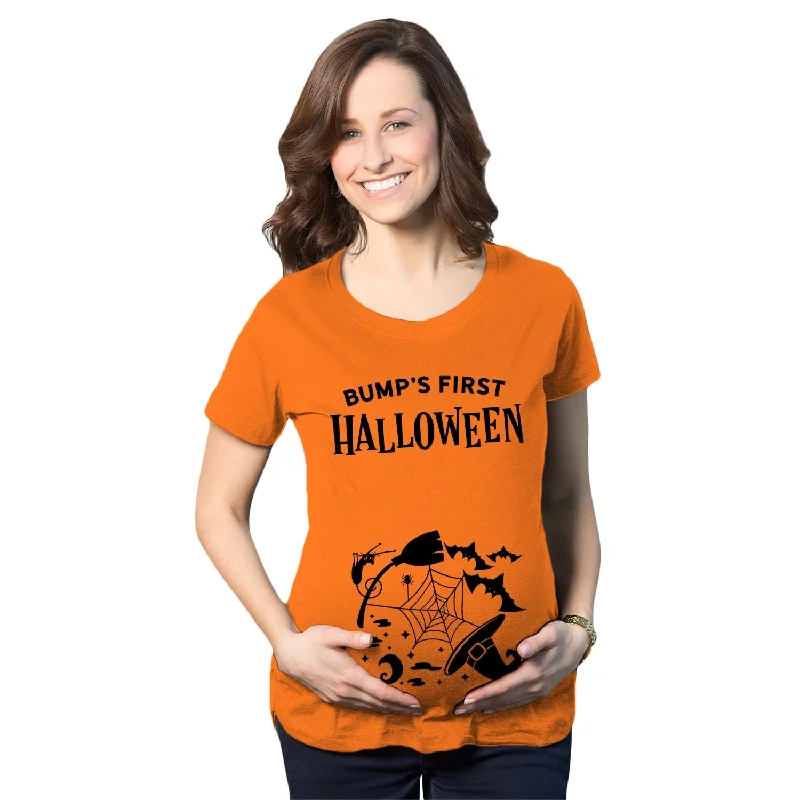 Mega Deal Bump's First Halloween Maternity T Shirt