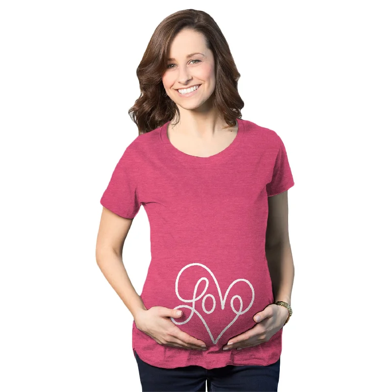 Great Bargains Love Script Heart Maternity T Shirt