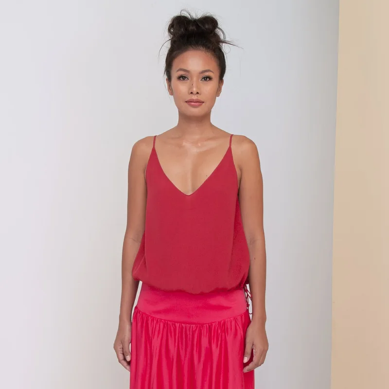 Crazy Deals RINKI V STRING CAMISOLE - Rayon Fujette Crepe | Dark Raspberry