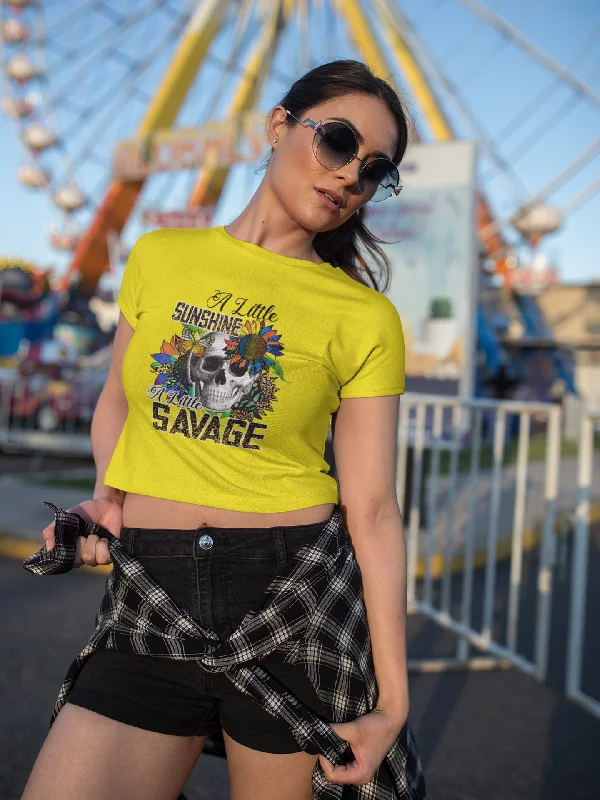 Time-Limited Offer SHE REBEL - A Little Sunshine A Little Savage Crop Top