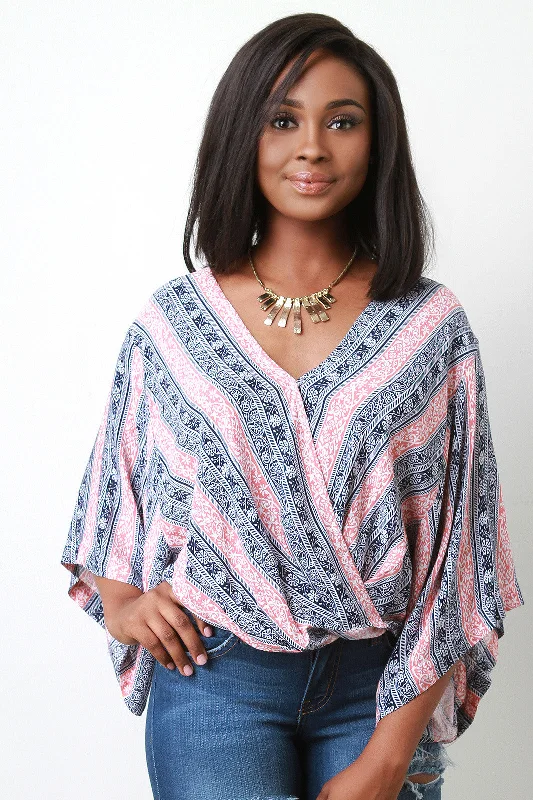 Weekend Deals That Spark Boxy Surplice Floral Stripe Blouse