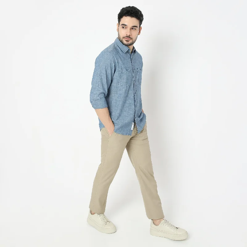 Alpha™ Shirt - Authentic Indigo Slub Denim Shirt - Modern 2 Pocket Regular Fit