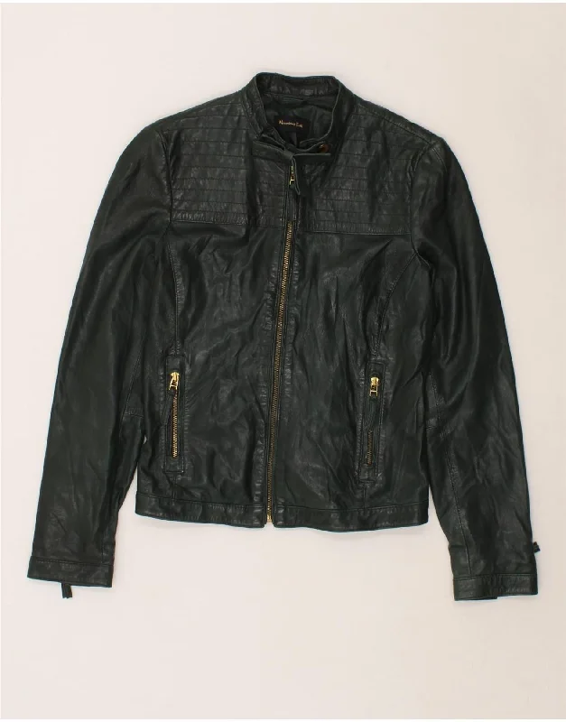 Year-End Sale MASSIMO DUTTI Womens Leather Jacket EU 38 Medium Green Leather
