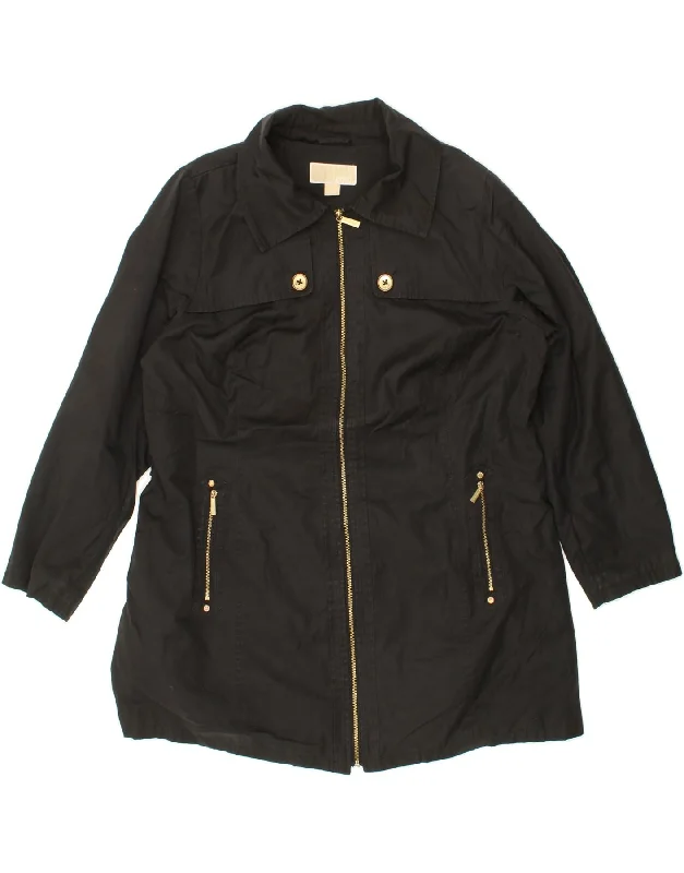 Weekend Savings Sensation MICHAEL KORS Womens Trench Coat UK 18 XL Black Cotton