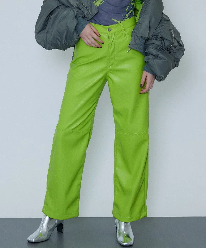 Special Discount Vegan Leather Wide Strait Pants