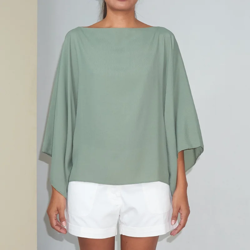 Weekend Deals to Brighten Your Day DAUN KIMONO TOP - Rayon Fujette Crepe | Light Olive Green