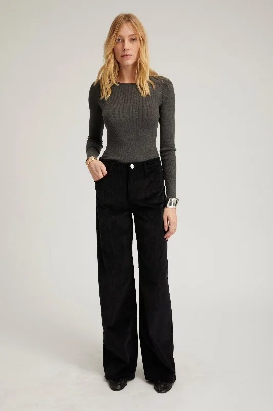Discount Extravaganza Black Corduroy Wide Leg Trousers