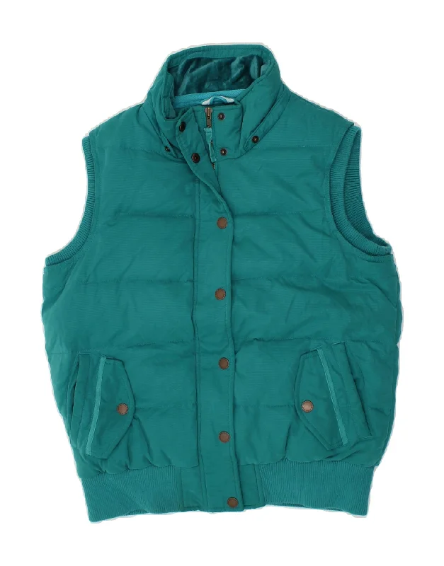 Weekend Steals Await FAT FACE Womens Padded Gilet UK 12 Medium Green Polyester