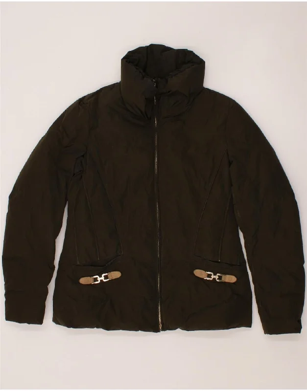Buy More, Save More TRUSSARDI JEANS Womens Padded Jacket IT 48 XL Brown Polyester
